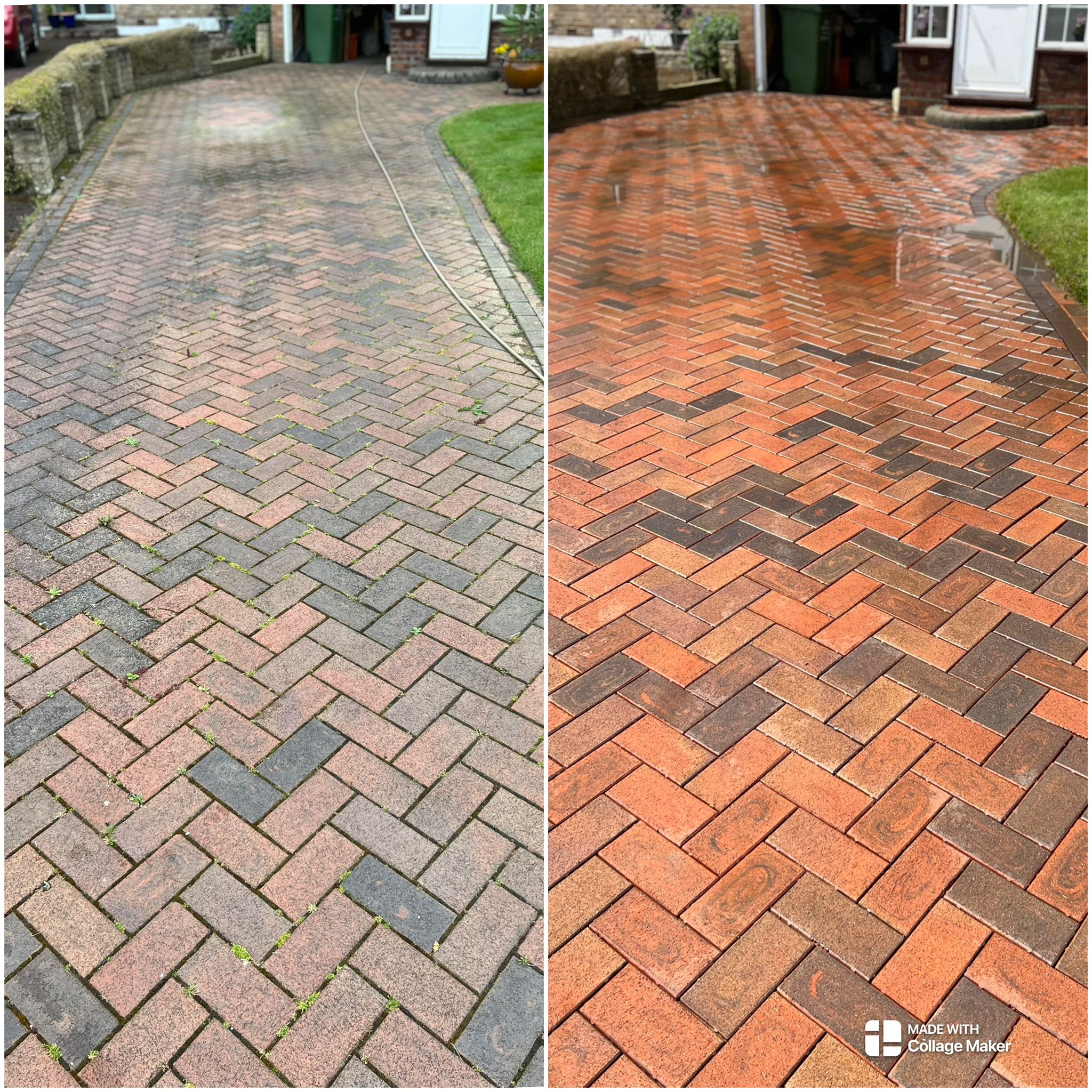Driveway cleaning before and after result by Maddins Jet Washing Services